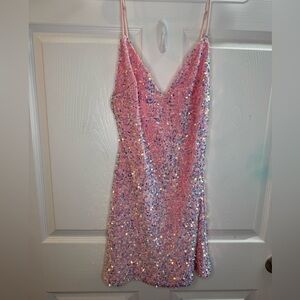 Lucy in the Sky Pink Iridescent Sequin Dress